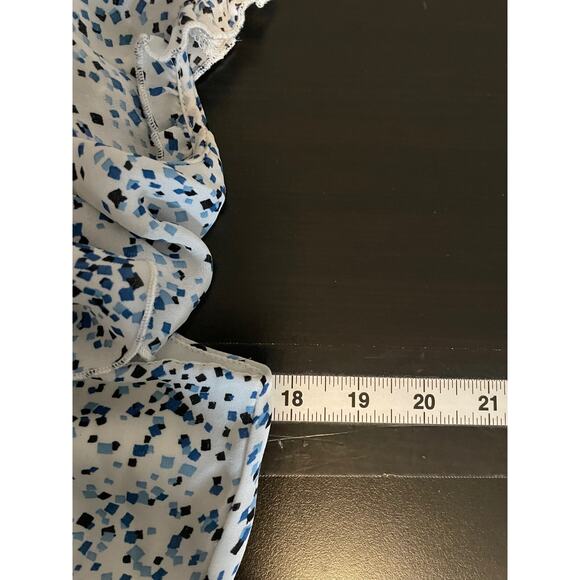 Parker Womens Dress Size Small Blue Geometric Ruffle Tiered Cottagecore Feminine - Picture 5 of 8